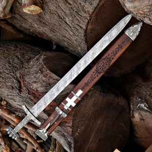 Vente en gros d'épées vikings Ragnar Lothbrok faites à la main, épée du roi Ragnar, épée de sorcier médiévale, épée antique avec fourreau en cuir - Product Image 5