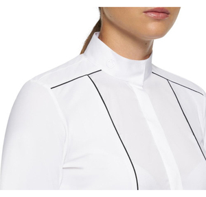 Camiseta de equitación transpirable de malla blanca para mujer, capa base para montar a caballo, camiseta de polo para competición, tops para espectáculos ecuestres - Product Image 3