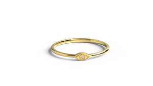 Luxury 18K Gold Eye Motif Single Round Diamond <b>Ring</b> Minimalist <b>Stacking</b> Promise <b>Ring</b> Band Fine Jewelry for Women Daily Wear <b>Ring</b> - Product Image 1