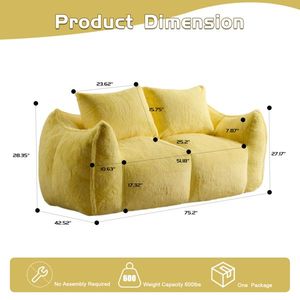 Ultra Soft Fluffy Loveseat Bean Bag Sofa Giant Bean Bag Couch for Adults Oversized Chase Lounge Chair for Indoor Living Room - Product Image 3