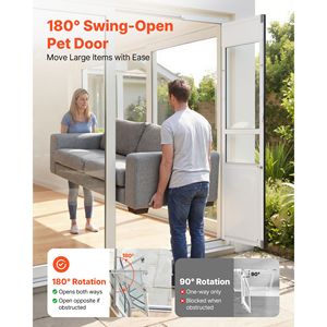 Puerta para Perros con Altura Ajustable para Puertas Corredizas de Vidrio de 75 7/8" a 80 11/16", Marco de Aleación de Aluminio, Cierre de Solapa, Extra Grande para Puertas Corredizas - Product Image 3