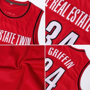 Maillot de basket-ball rouge personnalisé, débardeur en maille, nom de l'équipe, numéro du joueur, uniforme de sport sans manches - Product Image 4