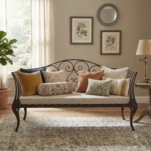 Traditional Cast Wrought Iron <b>2</b>-<b>Seater</b> Sofa <b>Set</b> Durable Outdoor Furniture Waterproof <b>Garden</b> Couch - Product Image 3