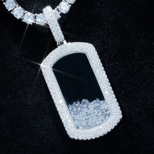 <b>Silver</b> Moissanite Dog Tag Necklace White Tone Model PEN 008 Statement Hip Hop Iced Out Tag <b>Pendant</b> Charm <b>Mens</b> Jewelry White Tone - Product Image 4