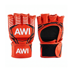 Gants de MMA en cuir personnalisés, demi-doigts, bleus, avec fermeture Velcro, pour arts martiaux adultes - Product Image 1