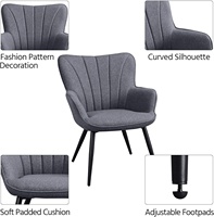 Chaise de salle à manger en tissu au design moderne avec accoudoirs, pieds en métal, dossier haut pour la maison, le bureau, le bar, la cuisine, l'appartement, le centre commercial, l'hôtel