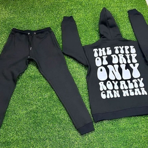 Ensemble de survêtement à capuche pour enfants Clearvont, sweat-shirt et pantalon en coton avec fermeture éclair intégrale et imprimé lettres, pour un style décontracté d'automne - Product Image 2