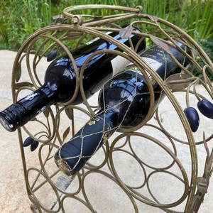 Vintage Iron <b>Wine</b> Rack With Grape Design Rust Resistant Metal Holder For Home Party Use - Product Image 2
