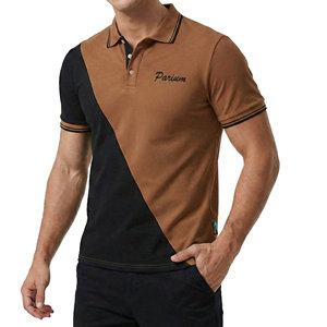 Chemises polo pour hommes sur mesure en gros, design bicolore, tissu piqué respirant, manches courtes, bordures contrastées, chemises polo tendance - Product Image 6