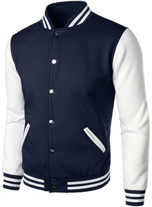 Chaqueta universitaria azul marino y blanca para hombre, chaquetas de lana, chaqueta universitaria unisex - Product Image 3