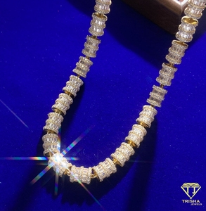 Chaîne à maillons baril en argent 925 plaqué or de qualité supérieure, sertie de pierres, bijoux de luxe hip-hop pour les acheteurs en gros de magasins de mode - Product Image 4
