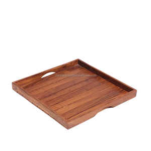 Juego de bandejas de madera elegantes de grandeza rústica, bandeja de servicio hecha a mano de madera de Acacia Mango y Sheesham para decoración de mesa de lujo y Hotel en casa - Product Image 2