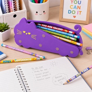 Set de Papelería con 12 Lápices de Madera HB con Borrador y Mensajes Positivos Variados, Frases Motivacionales, Material Escolar y de Oficina, OEM - Product Image 6