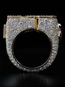 <b>Gold</b> Color Oval Cut Stone <b>Ring</b> Rhodium Plated Silver Band <b>Cocktail</b> Jewelry for Anniversary Gift - Product Image 3