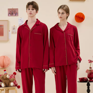 Wholesale Knitted Cotton Couple <b>Pajamas</b> <b>Set</b> Spring Autumn Long Sleeved Sleepwear Home Wear <b>Set</b> <b>for</b> <b>Men</b> and Women - Product Image 6
