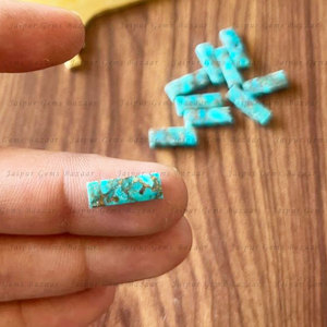 Blue Turquoise Polished Long Rectangle Bar Shape Flatback Cabochon Gemstone Jewelry Wholesale Supplier Jewelry Making - Product Image 1