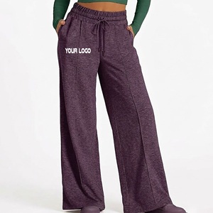 2026 New Arrived Winter <b>Lace</b> Streetwear Solid Color <b>Elastic</b> Waistband Drawstrings Sweatpants Wide Bottom Straight Leg Hip Hop - Product Image 4