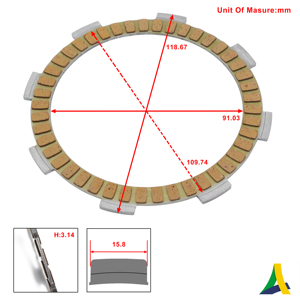 Nouvel ensemble de disques d'embrayage semi-métalliques Alpha-trans (6 pièces/ensemble) pour moto CRF 230 - Product Image 3