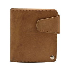 Cartera Bifold de Gamuza para Hombre, Cierre de Broche, Diseño Minimalista y Duradero, Color Bronceado, Uso Diario, Cuero Genuino y Poliéster de Fábrica - Product Image 2