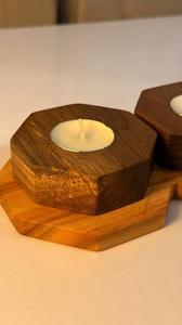 Set of 3 premium luxury look wooden candle holder <b>tea</b> <b>light</b> - new style top seller wholesale home decor - Product Image 3