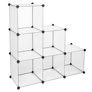 Contenitori di Stoccaggio Cubici Bianchi, Organizzatore per Armadio a 6 Cubi, Scaffali Fai-da-Te per Armadi e Guardaroba - Product Image 1