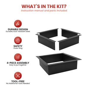 <b>Fire</b> <b>Pit</b> Insert Square <b>Fire</b> Ring Outdoor Metal Firepit Modern Garden Patio <b>Table</b> Backyard FR004 - Product Image 3