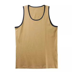 เสื้อกล้ามผู้ชายผ้าฝ้าย100% ระบายอากาศได้ดีตัดขอบทรงสี่เหลี่ยม - Product Image 3