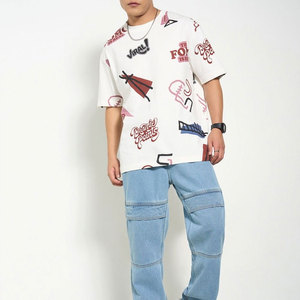 เสื้อยืดสีขาวผู้ชายไซส์ใหญ่ พิมพ์ลาย สไตล์สตรีท แขนสั้น คอกลม ผ้าคอตตอนเจอร์ซีย์ ทรงพอดีตัว - Product Image 5