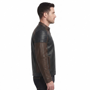 Premium <b>Men</b> <b>Leather</b> Motorcycle <b>Jacket</b> <b>Mens</b> <b>Leather</b> Stand Collar <b>Leather</b> <b>Jacket</b> <b>Men's</b> Side Pockets PU cowhide Biker <b>Jacket</b> - Product Image 3