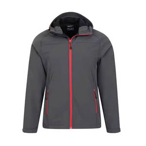 Wholesale Full Sleeved Regular Fit Men Softshell <b>Jackets</b> Zipper Hood Stand Collar <b>Patchwork</b> Design Canvas Fabric Men's <b>Jackets</b> - Product Image 2