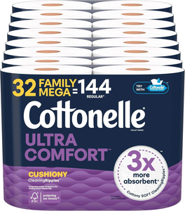 Papier toilette Cottonelle Ultra Comfort avec texture Cushion CleaningRipples, 32 méga-rouleaux familiaux = 144 rouleaux standard - Product Image 2
