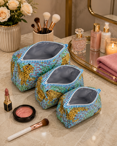 Cheetah Print Vintage Cosmetic Bag Set Zipper Waterproof Eco-Friendly Portable <b>Makeup</b> <b>Case</b> Cotton Material Small Size - Product Image 3