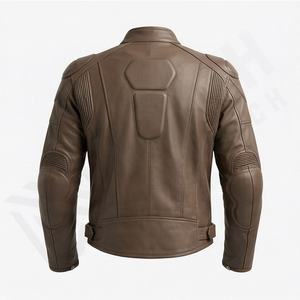 แจ็คเก็ตหนังแท้สำหรับขี่มอเตอร์ไซค์คุณภาพดีที่สุดสำหรับผู้ชาย รุ่นใหม่ล่าสุดสำหรับฤดูหนาว พร้อมแผ่นป้องกันที่ถอดออกได้ สามารถสั่งทำได้ - Product Image 2