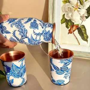 Printed Copper Water Bottle Metal Drinkware Leak Proof Floral <b>Leaf</b> Pattern Yoga Fitness Outdoor Gym Use Liquid Storage Container - Product Image 2