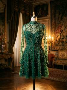 ชุดราตรีสั้นสำหรับผู้หญิงจากโรงงานโดยตรง รับทำโลโก้ตามสั่ง OEM ODM ชุดค็อกเทลปักลาย จำหน่ายส่ง ผ้าทูลล์ตาข่าย ชุดสำหรับงานปาร์ตี้ - Product Image 3