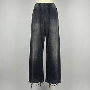 Pantalones Jogger Casuales Rectos con Logotipo Personalizado 2026, 100% Algodón, Lavado Ácido Vintage, Transpirables, para Hombre, Estilo Distressed y Holgado - Product Image 6