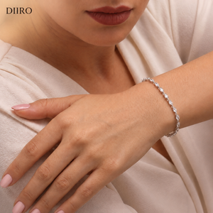 High Quality Marquise Cut Diamond Tennis Bracelet for Women in Plated White <b>Gold</b> Elegant Moissanite Bridal Bracelet - Product Image 5