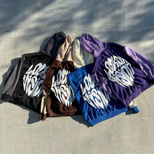 ชุดวอร์มคุณภาพสูง OEM เนื้อผ้าหนา เป็นมิตรต่อสิ่งแวดล้อม เสื้อสเวตเชิ้ตผ้าฝ้ายหวี 100% เสื้อฮู้ดดี้พิมพ์ลายพัฟ สตรีทแวร์สั่งทำได้ สำหรับผู้ชาย - Product Image 1