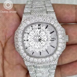Charm_Jewells Luxury Vintage Men's Stainless Steel Watch 40mm Case Analog Mechanical Movement <b>Chronograph</b> Diamond Accents Glass - Product Image 1