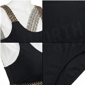 Ensemble bikini 2 pièces noir pour femme NORTH APPROACH avec broderie chaîne dorée, bas taille haute et haut à encolure dégagée - Product Image 4