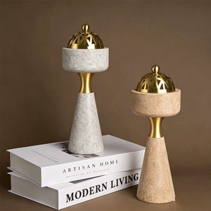 Quemador de incienso de mármol de lujo Mabkhara con tapa de acero inoxidable, quemador de Bakhoor árabe, quemador de Oud, decoración para el hogar, soporte para incienso - Product Image 4
