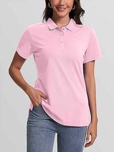 T-shirts pour femmes en coton 100% Oxford tricoté, décontractés, imprimés, respirants, anti-plis, écologiques, couleur rose, avec logo personnalisé, vente en gros - Product Image 5