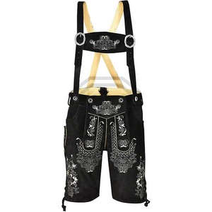 Nouveaux shorts traditionnels bavarois pour hommes, Lederhosen, fabriqués sur mesure, motif uni, style Trachten, pour l'Oktoberfest allemand. - Product Image 1
