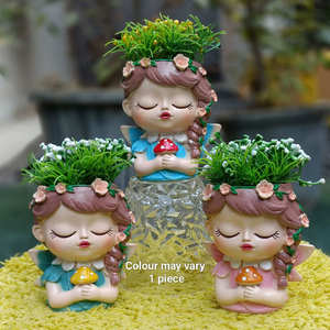 Maceta Pequeña con Diseño de Chica Hongo, Moderna, Decorativa para Hogar y Jardín, para Bonsái, Precio al por Mayor, Regalo, Macetas de Poliresina - Product Image 1