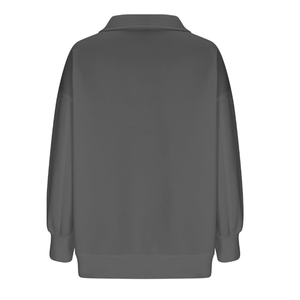 Pull molletonné ample à col montant et demi-zip pour femme, coupe oversize, en tissu éponge, coupe-vent, idéal pour l'hiver - Product Image 3