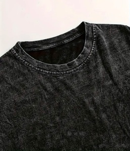 T-shirts pour hommes avec logo personnalisé délavé à la pierre coupe surdimensionnée en polyester/coton - Product Image 2