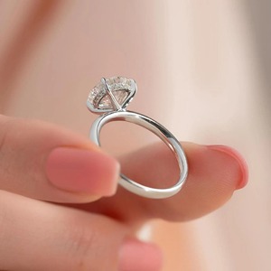 Round Cut 3.25 CT Lab Grown Diamond Ring 14K White Gold Hidden Halo Solitaire Engagement Ring 2 MM Rounded Band Bridal Jewelry - Product Image 3