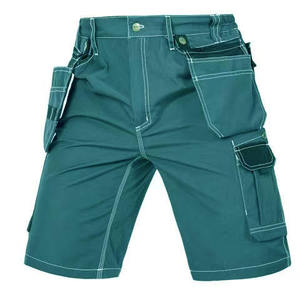Shorts cargo personnalisés pour hommes, couleur unie, en toile respirante, taille mi-haute, fermeture boutonnée, longueur Bermuda, avec plusieurs poches - Product Image 4