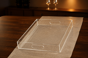 Clear <b>Plastic</b> Round Glossy Modern <b>Serving</b> <b>Tray</b> Lightweight Organizer for Home and Events for Donut Display - Product Image 6