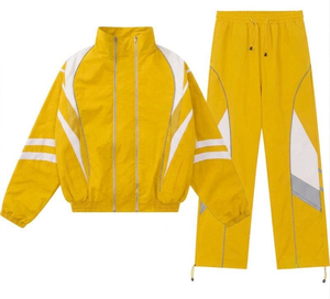<b>Men</b>’s Color Block <b>Track</b> <b>Jacket</b> Pants Set Sporty Zipper Closure Breathable Polyester Training Outfit Autumn Outdoor Sportswear - Product Image 3